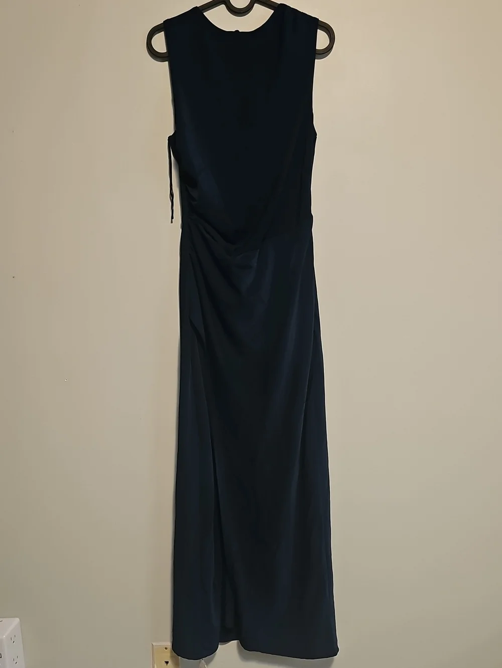 Abercrombie Navy High Neck LOW back Sleeveless Maxi Dress High Slit Med Tall